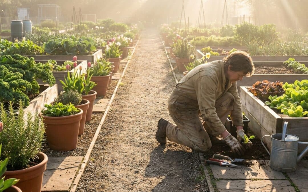 Spring Planting Guide 2026 man in massive raised bed garden