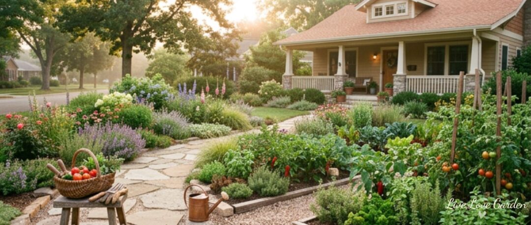 Foodscaping image Landscaping mixed with edible plants