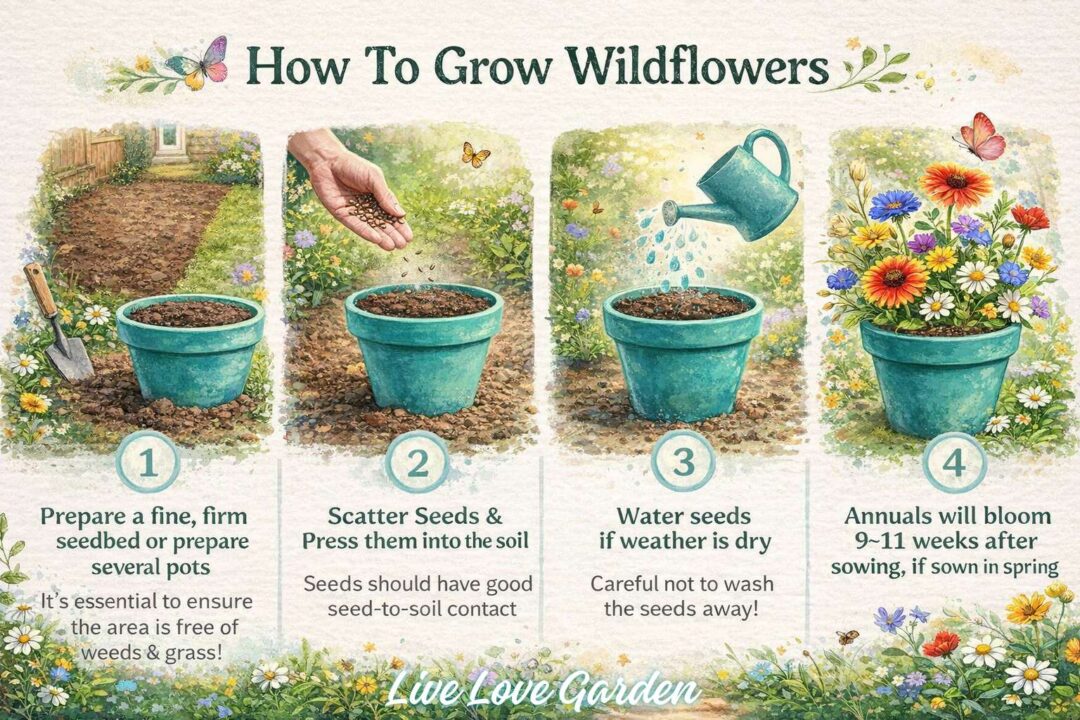 How to grow wildflowers info graphic