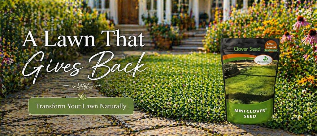 Rewilding your yard represented by switching to mini clover instead of grass