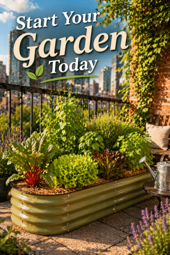 Start your garden today on the balcony green Beautiful rust free garden planter