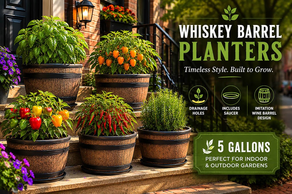 Imitation wine barrel planter