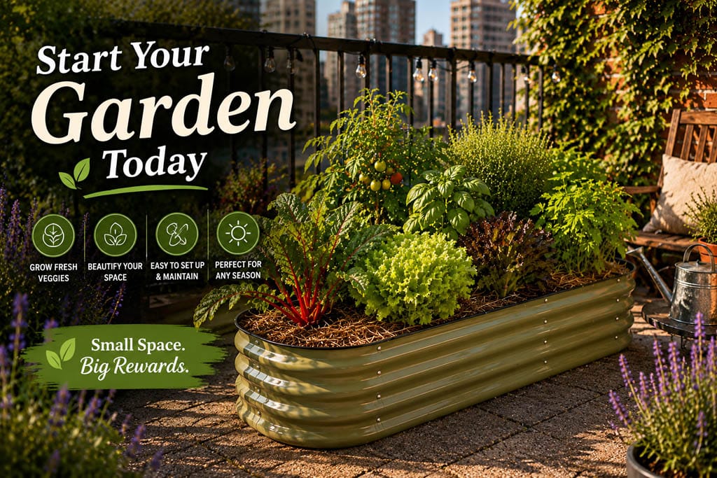 Start your garden today on the balcony raised garden bed