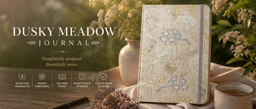 Dusky Meadow Journal Banner Beautiful Garden themed Journal